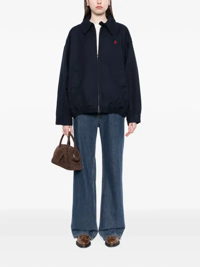 Polo Ralph Lauren Blue Denim Jacket With Embroidered Logo On The Front In Blue