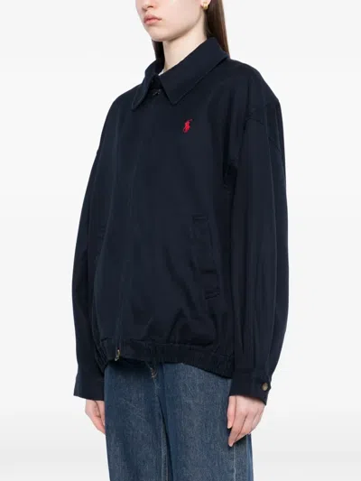 Polo Ralph Lauren Blue Denim Jacket With Embroidered Logo On The Front In Blue
