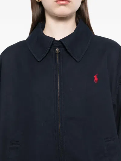 Polo Ralph Lauren Blue Denim Jacket With Embroidered Logo On The Front In Blue
