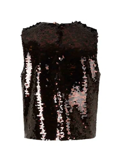 Staud Sequined Top In Brown