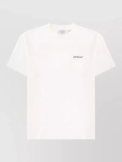 Off-white Crew Neck Cotton Floral Back T-shirt In White