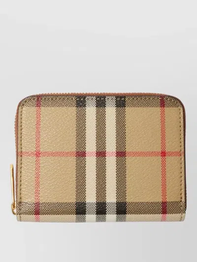 Burberry Monogram Zip Around Wallet Check Pattern