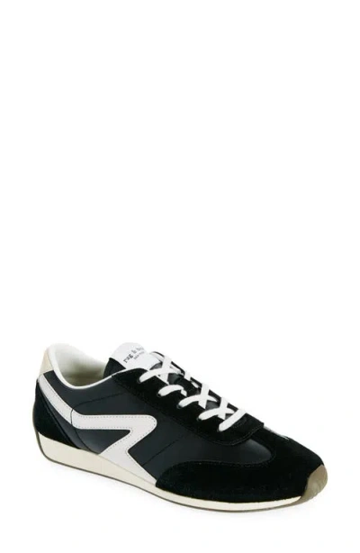Rag & Bone Retro Slim Mixed Leather Sneakers In Black