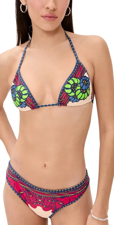 La Doublej Tie-detail Floral Bikini Top In Multi