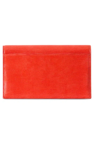 Akris Anouk Lizard Embossed Leather Envelope Wallet On A Chain In Orange