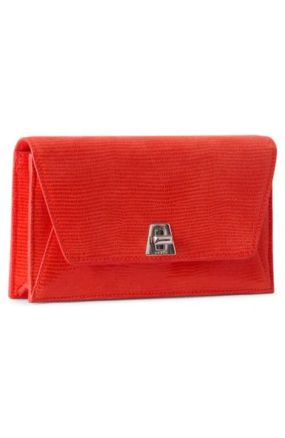 Akris Anouk Lizard Embossed Leather Envelope Wallet On A Chain In Orange
