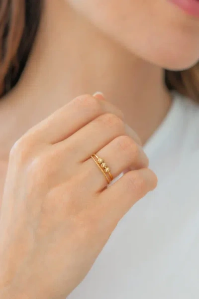 Mint & Lily Dainty Stackable Beaded Fidget Set Ring In Gold