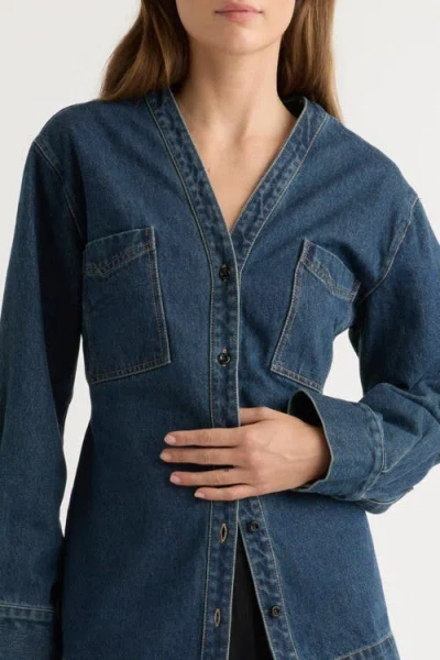 Modern Citizen Emmett Structured-sleeve Denim Jacket In Blue