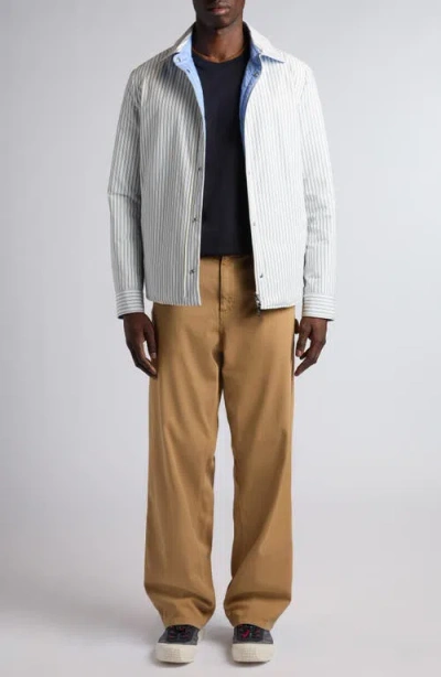 Moncler Cotton Blend Reversible Crescent Down Shirt In Neutral