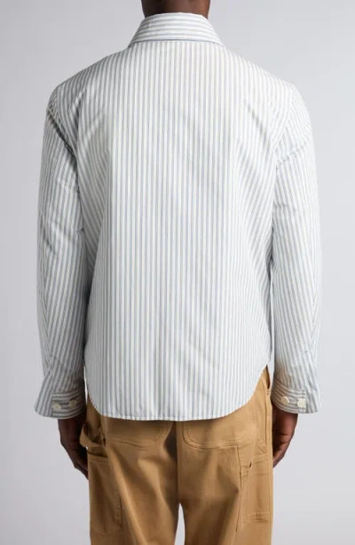 Moncler Cotton Blend Reversible Crescent Down Shirt In Neutral
