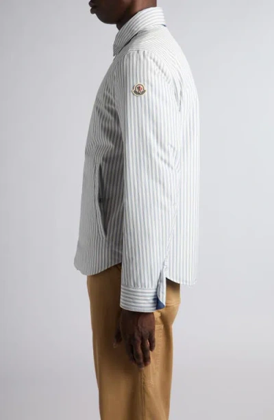 Moncler Cotton Blend Reversible Crescent Down Shirt In Neutral