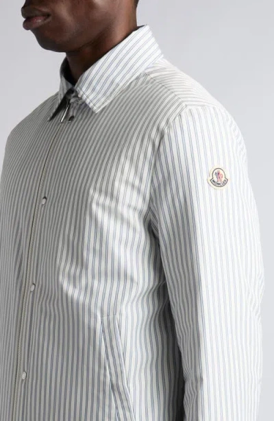 Moncler Cotton Blend Reversible Crescent Down Shirt In Neutral