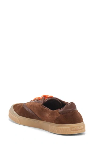 Moncler Luxe Suede Lace-up Sneakers For Women In Brown