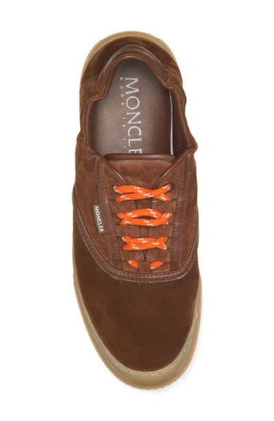 Moncler Luxe Suede Lace-up Sneakers For Women In Brown