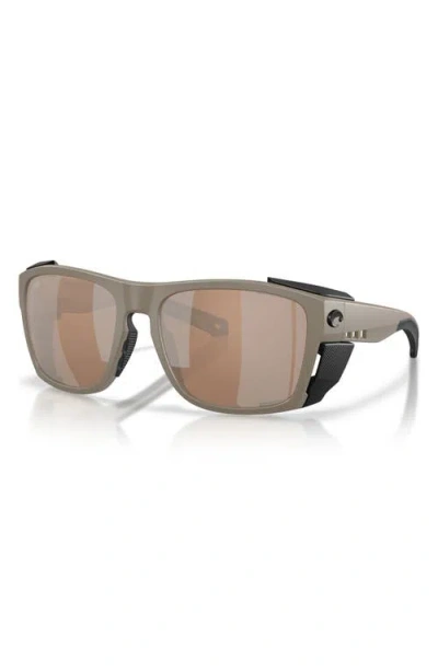 Costa Del Mar King Tide 6 58mm Polarized Rectangular Sunglasses In Neutral