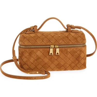 Bottega Veneta Women Bang Bang Leather Vanity-case With Intrecciato Motif In Brown