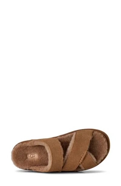Ugg Chestnut Suede Greenport Cross Strap Sandals In Brown