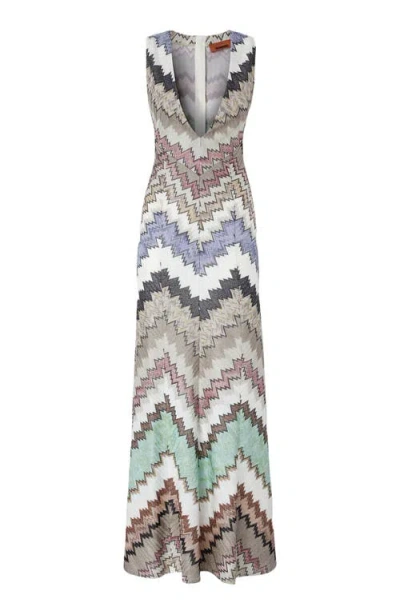 Missoni Striped Metallic Crochet-knit Maxi Dress In Multi