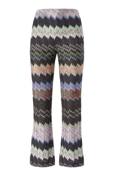 Missoni Zigzag Flared Trousers Textured Metallic Threads In Multi