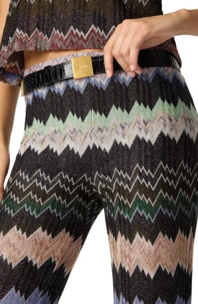 Missoni Zigzag Flared Trousers Textured Metallic Threads In Multi