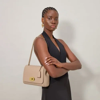 Mulberry Medium Lily Turn-lock Chain Leather Shoulder Bag In Brown