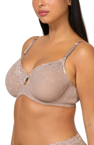 Curvy Couture Sheer Whisper Full Coverage Unlined Underwire Bra In Gray
