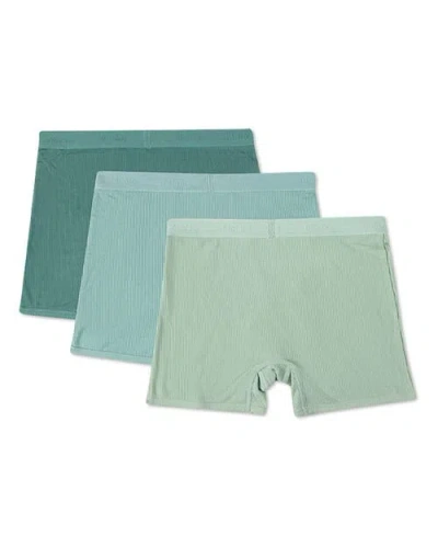 Memoi 3 Pair Ribbed Modal Boxer Briefs, Solid Colors In Multi