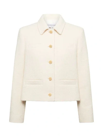 Gerard Darel Collared Button Up Jacket In Neutral