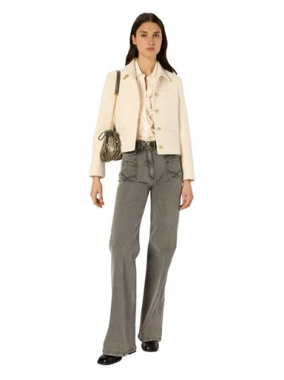 Gerard Darel Collared Button Up Jacket In Neutral