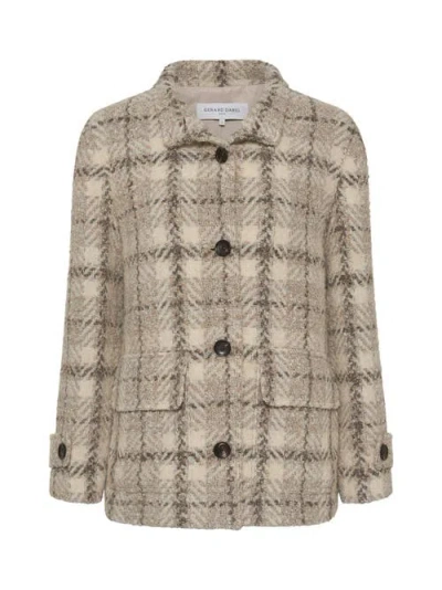 Gerard Darel Manuela Oversize Checked Coat In Neutral