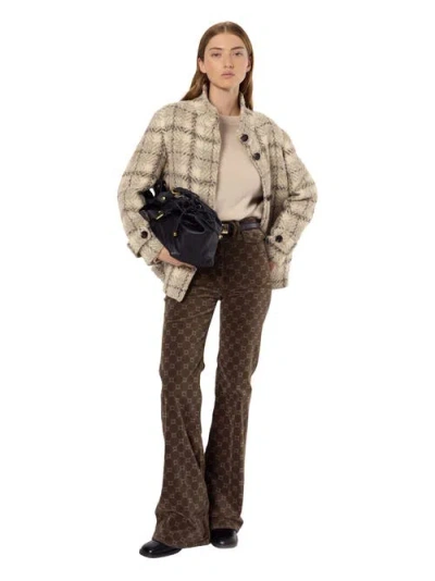 Gerard Darel Manuela Oversize Checked Coat In Neutral