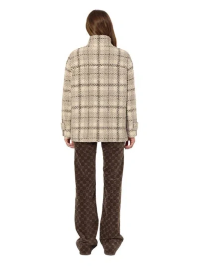 Gerard Darel Manuela Oversize Checked Coat In Neutral