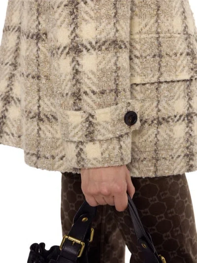 Gerard Darel Manuela Oversize Checked Coat In Neutral