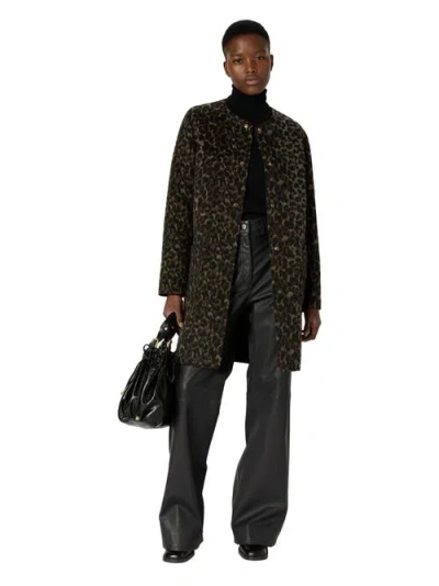 Gerard Darel Matilda Collarless Reversible Coat In Black