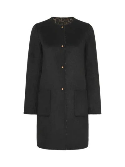 Gerard Darel Matilda Collarless Reversible Coat In Black