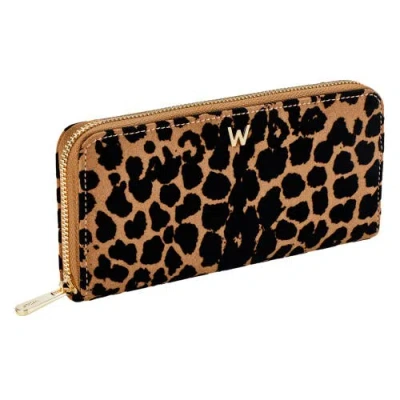 Wolf Savanna Leopard Print Long Zip Wallet In Multi