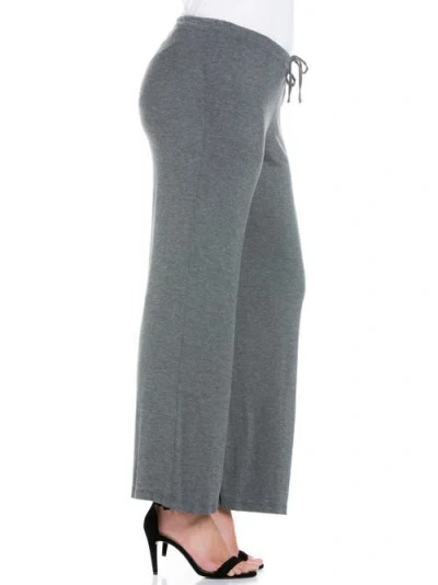 24seven Comfort Apparel Plus Size Comfortable Stretch Draw String Pants In Gray