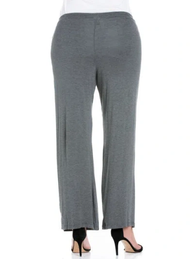 24seven Comfort Apparel Plus Size Comfortable Stretch Draw String Pants In Gray