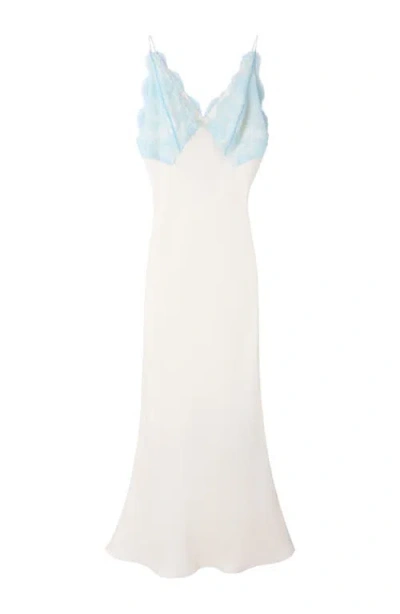 Sandro Womens Ecru V-neck Lace-trim Satin Maxi Dress In Nude