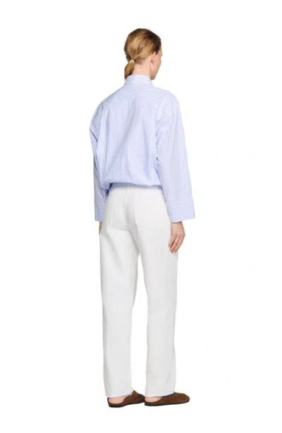 Sandro Cropped Striped Shirt In Blue