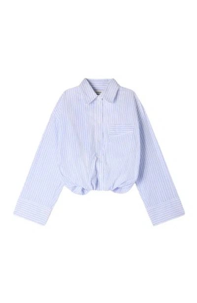 Sandro Cropped Striped Shirt In Blue