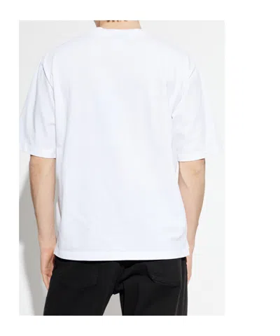 Dsquared2 Men White Crewneck T-shirt With Logo Lettering On The Front In Cotton Man In White