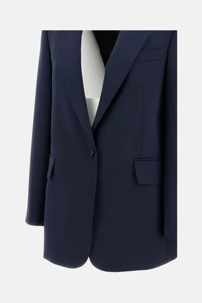 Max Mara Studio Blue Virgin Wool Silk Blazer In Blue