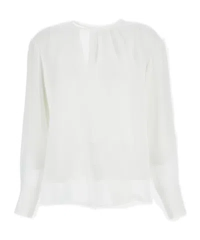 Max Mara White Crew Neck Top In Yellow