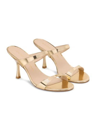 Stuart Weitzman Nudist Metallic Leather Slide Sandals In Brown