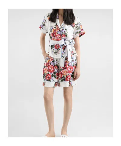 Dolce & Gabbana Flower Bouquet-print Twill Vanity Bermuda Shorts In Animal Print