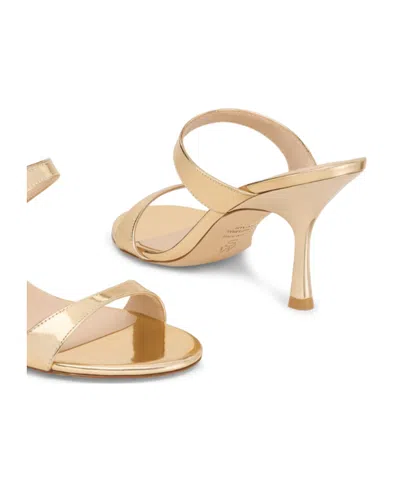 Stuart Weitzman Nudist Metallic Leather Slide Sandals In Brown