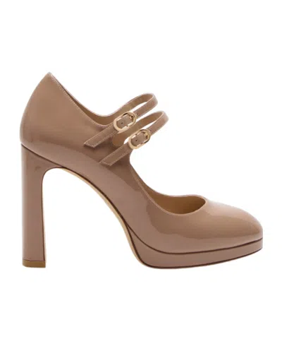 Stuart Weitzman Babette Mary Jane Platform Double-strap Sandals In Brown