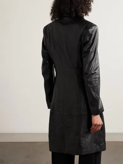 Nour Hammour Eames Patchwork Leather Coat In Black
