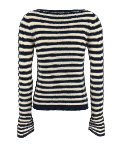 Twinset Striped Flared-sleeve Knitted Sweater In Pattern